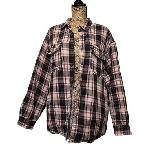 Oversized Levi's Sherpa Lined Plaid Flannel Shacket‎ Cozy Button Down Size XL - Picture 1 of 7